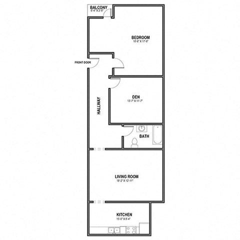 a floor plan of a 1 bedroom floor plan